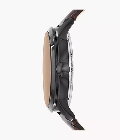 Fossil Herrenuhr Townsman Automatik Leder Dunkelbraun