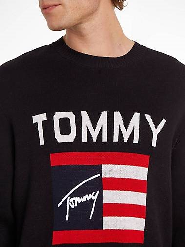 TOMMY-JEANS Herren Sweatshirt ATHLETIC FLAG SWEATER Relaxed Fit