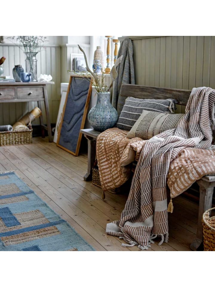 Bloomingville Decke ISNEL Natur Braun Gestreift 160x130 cm günstig kaufen onesize