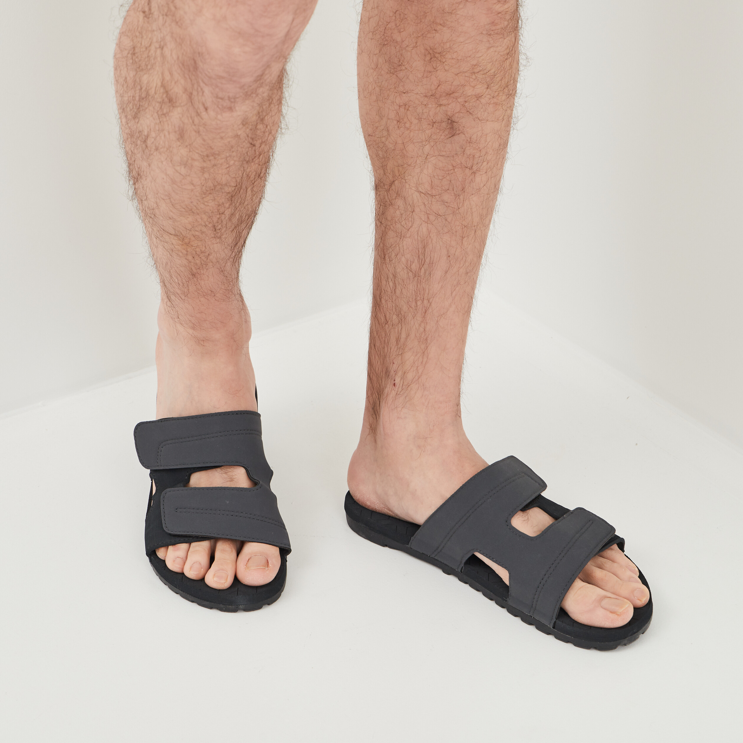 Mules à scratchs gris homme | La Halle