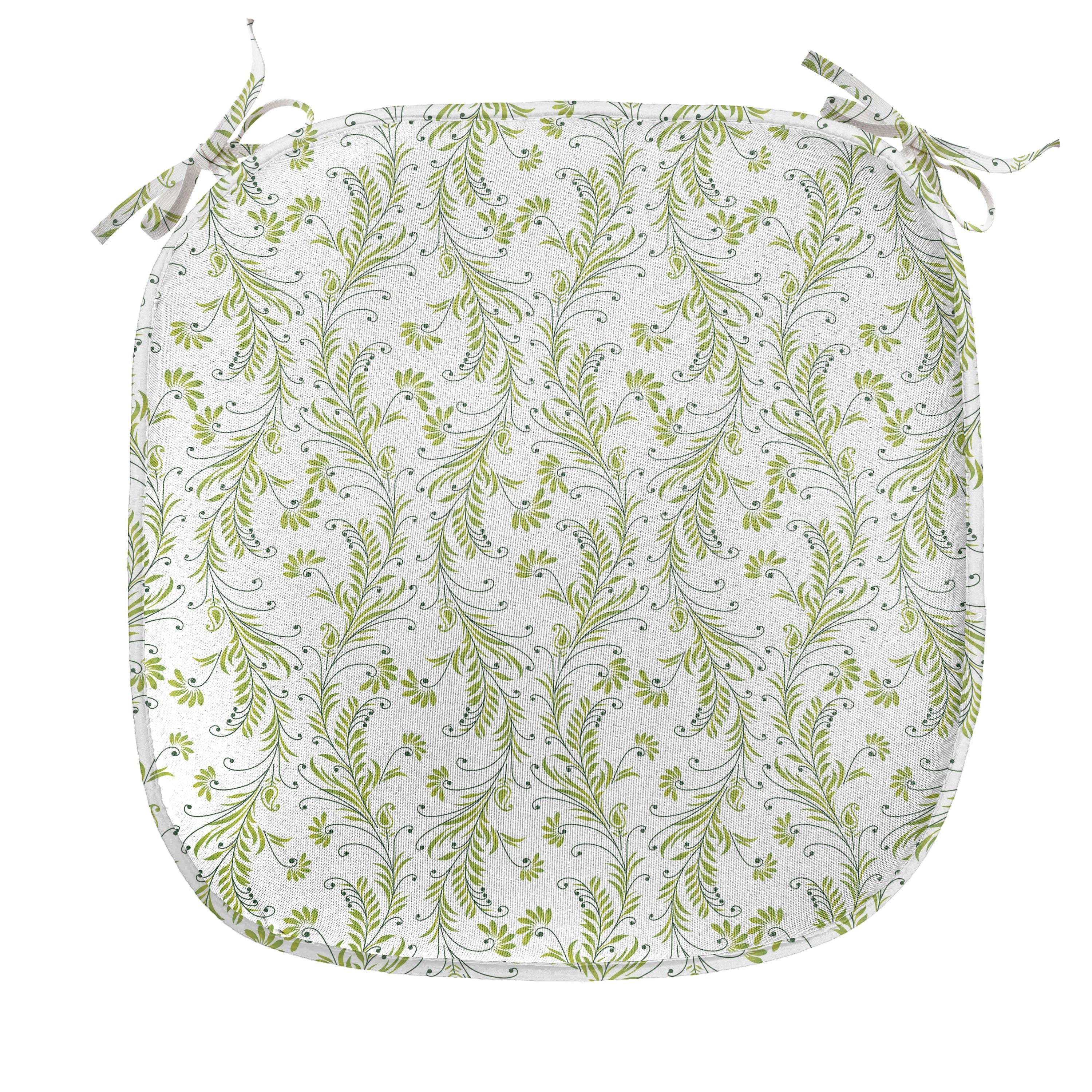 Abakuhaus Stuhlkissen Dekoratives wasserfestes Kissen mit Riemen für Küchensitze, Paisley Alte Blatt-Strudel-Blumen