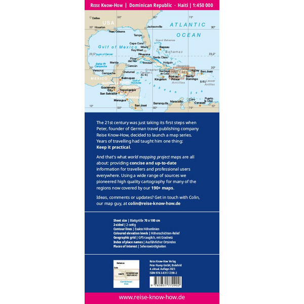 Reise Know-How Landkarte Dominikanische Republik, Haiti 1 : 450.000 - Straßenkarte