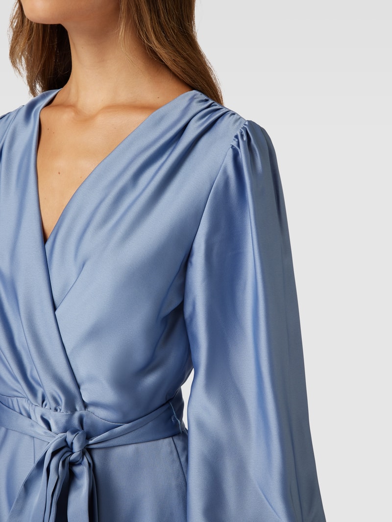 Cocktailkleid in Wickel-Optik in hellblau meliert