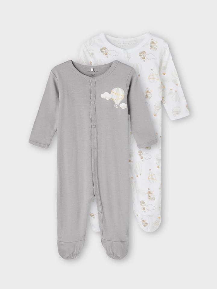 name it Baby Unisex 2er Pack Strampler Ballon in Grau günstig kaufen