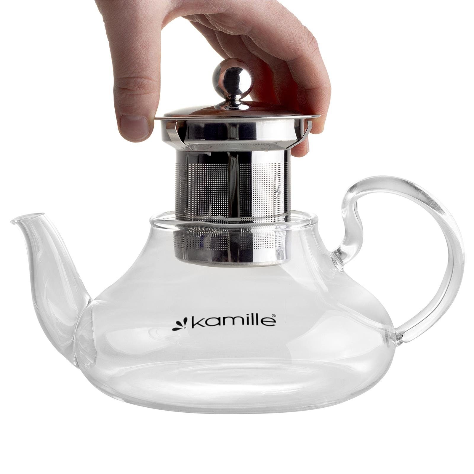 Kamille Espressokocher Teekanne 0,6L Glas Siebfilter Teemaker Teebereiter