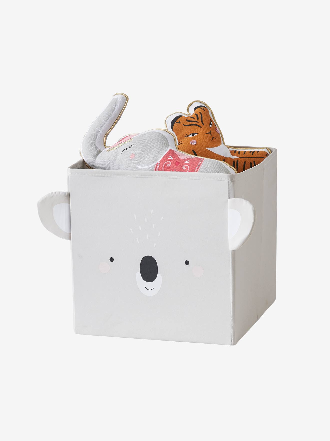 Lot de 3 bacs de rangement en tissu MINI ZOO bleu grisé