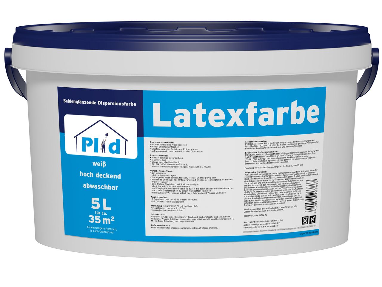 Prinzstark Premium Latexfarbe abwaschbare Wandfarbe Küchenfarbe Weiß