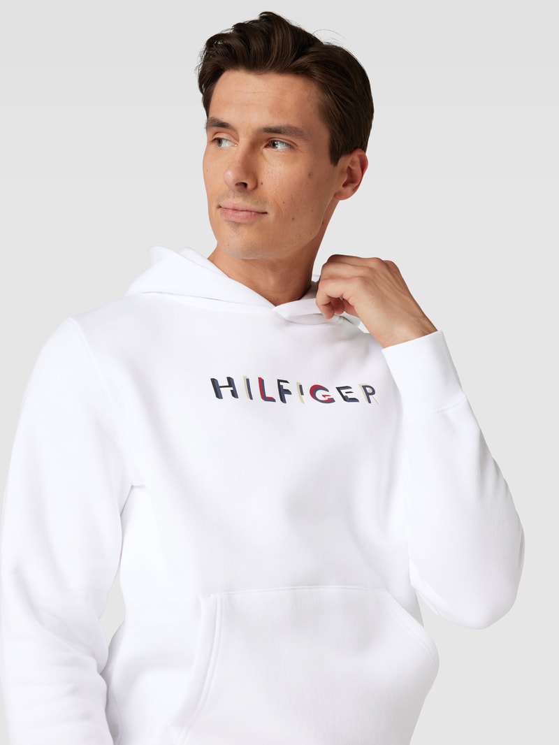 Hoodie mit Label-Print in weiß