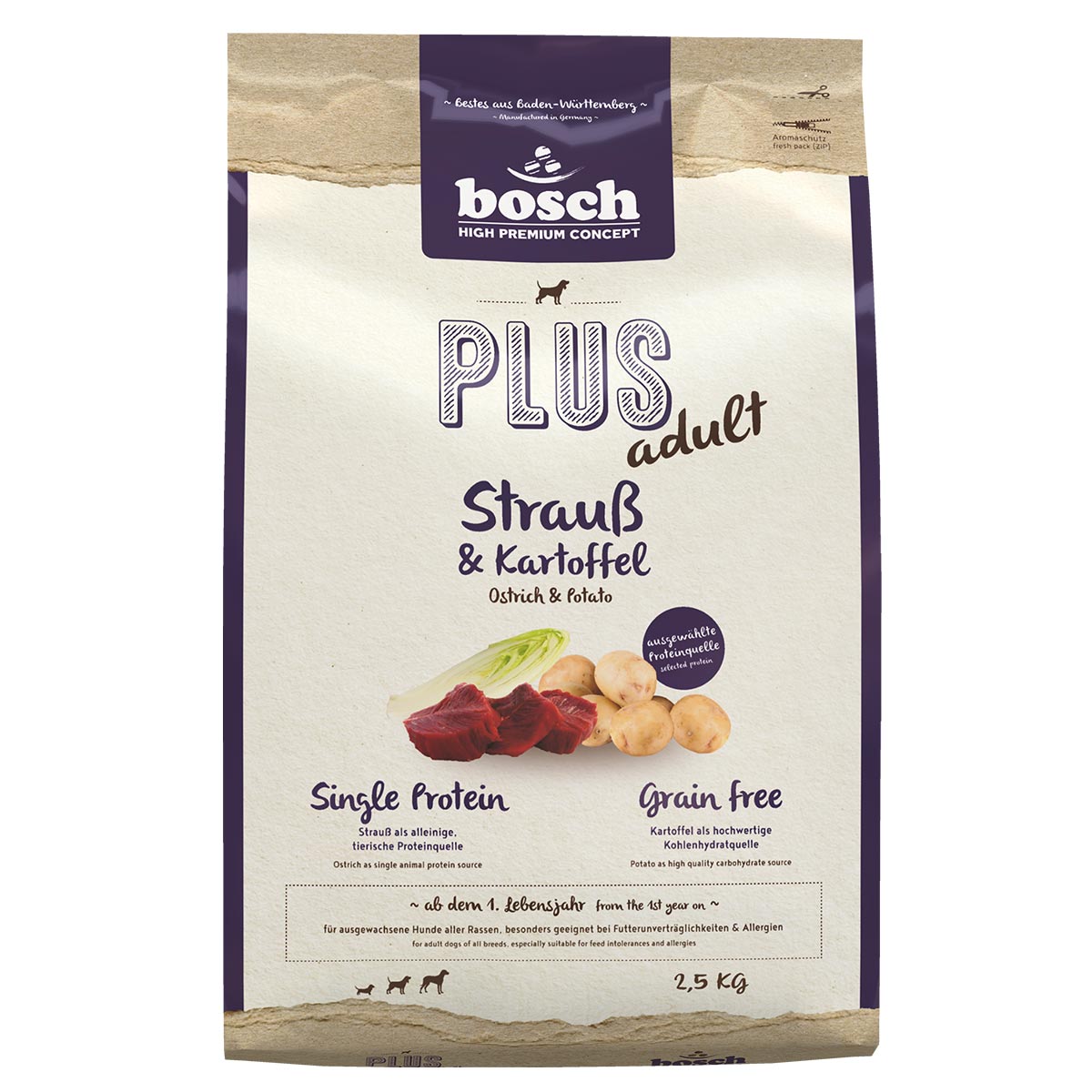 Bosch PLUS Hunde-Trockenfutter Strauß & Kartoffel bei ZooRoyal