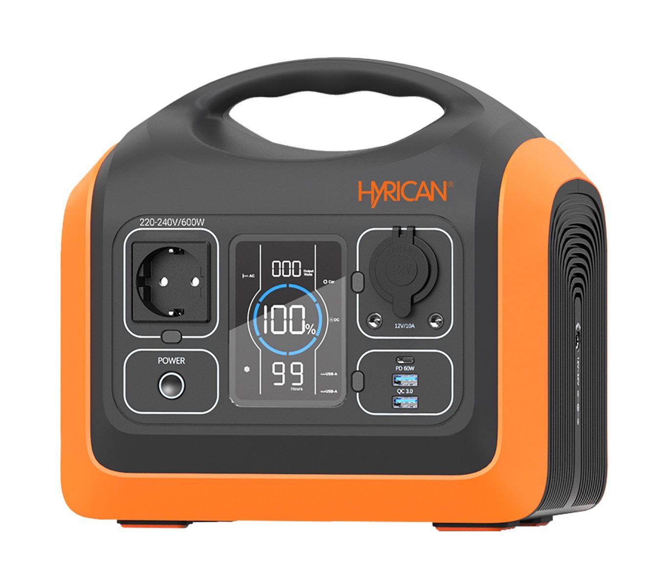 Hyrican UPP-600, 600 Watt, 596Wh, LiFePO4, tragbarer Akku/Batterie Powerstation 186000 mAh, mobiles Ladezentrum für Not-& Stromversorgung