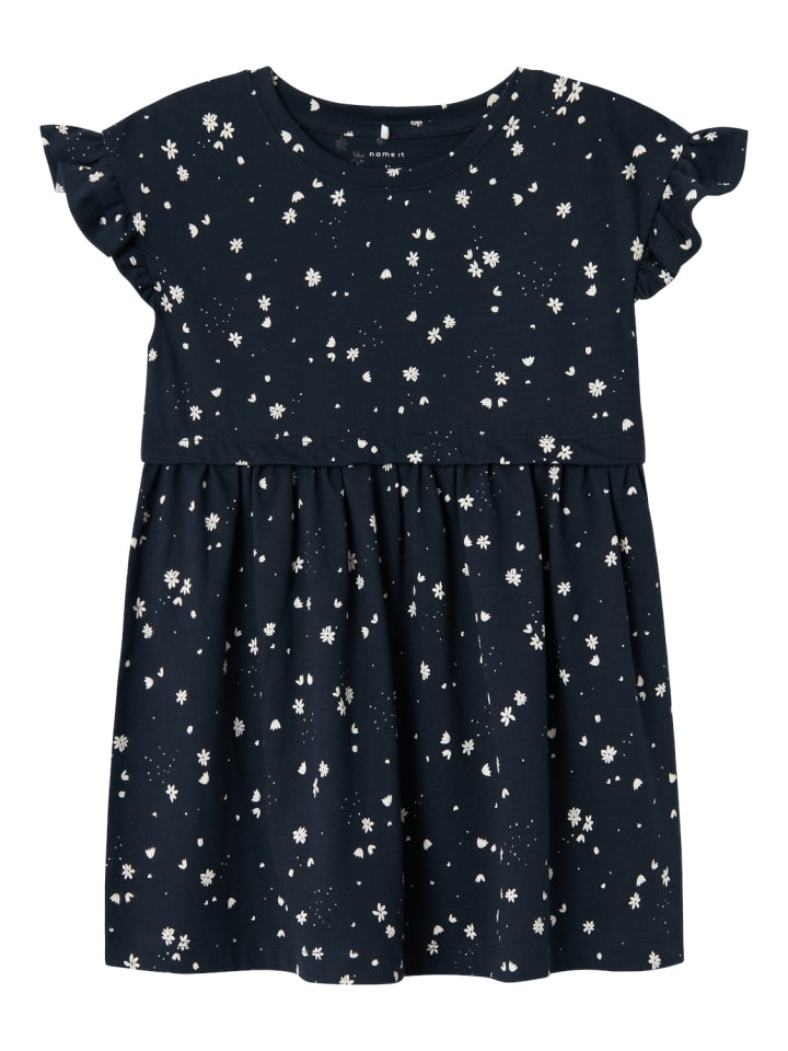 name it Kleid Kurzes Rundhals Baumwolle Dress in Blau-2 günstig kaufen 98