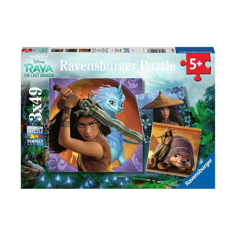 Puzzles Raya, la courageuse guerrière - DS Raya et le dernier dragon 3x 49 pièces