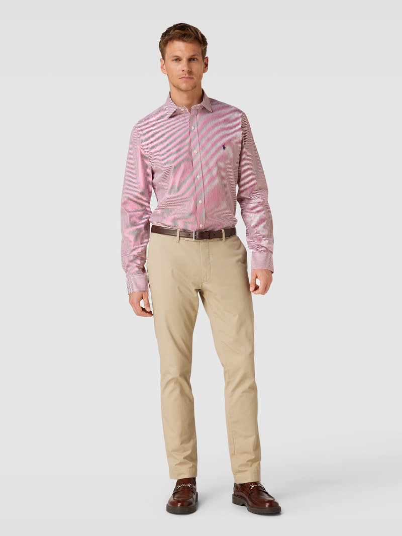 Slim Fit Business-Hemd mit Streifenmuster in rot