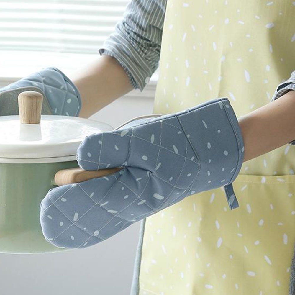 COUNJOYING Topfhandschuhe Wärmedämmung Verbrühungs Handschuhe Topflappenhandschuhe blau 1 Paar