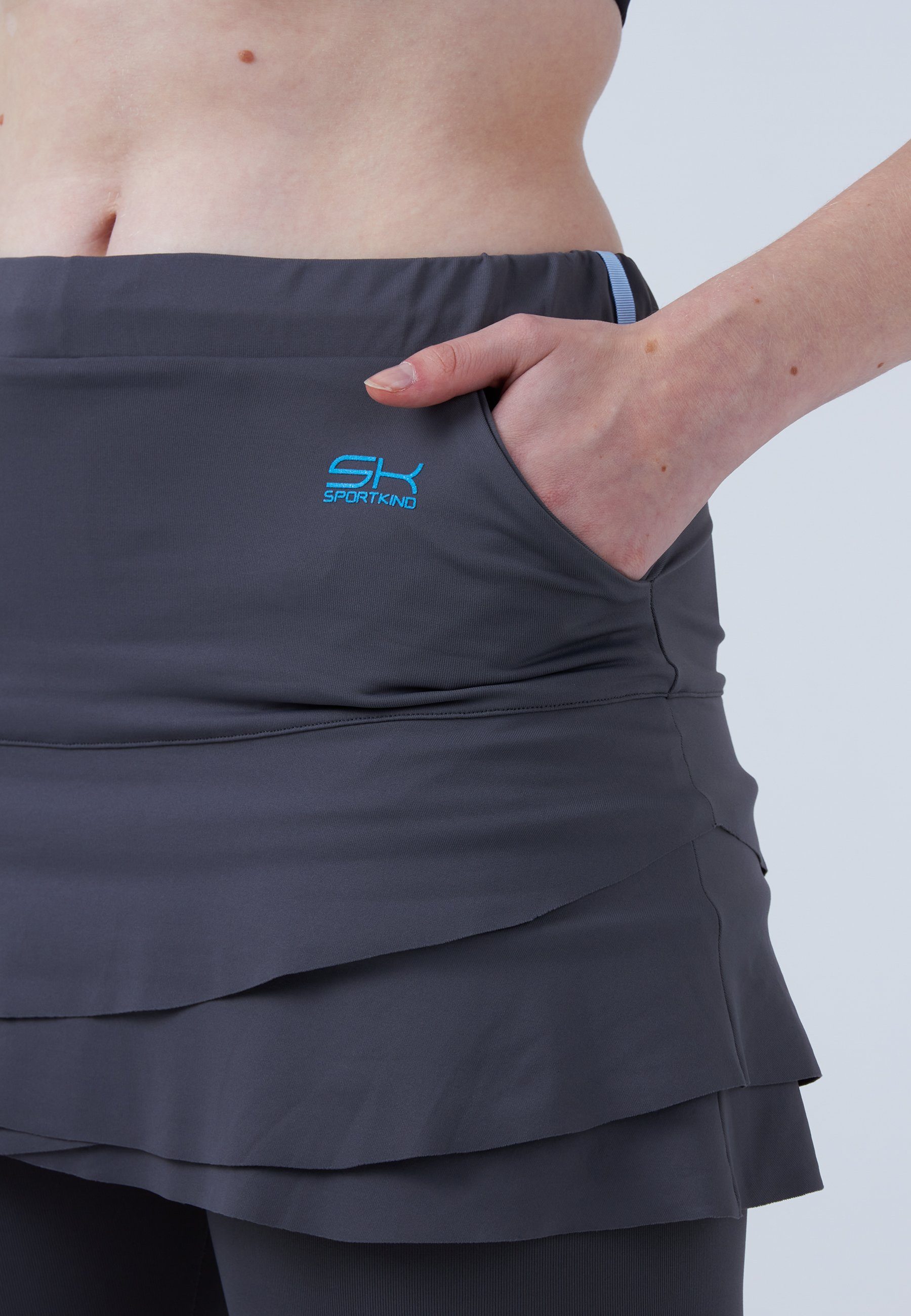 SPORTKIND Tennisrock 2-in-1 Tulip Skort mit Leggings / Skapri Mädchen & Damen grau