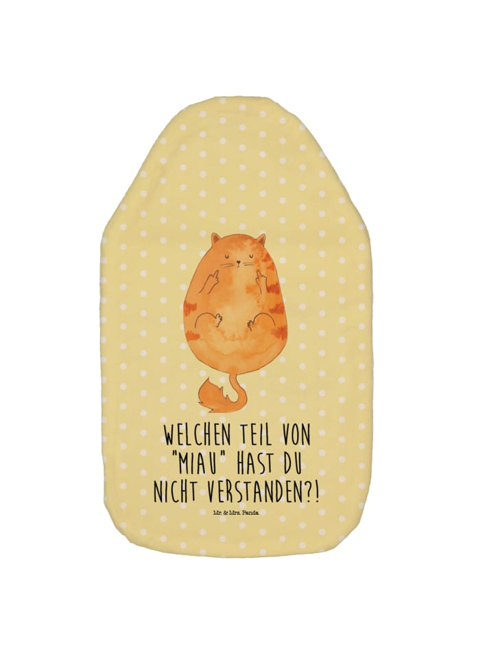 Mr. & Mrs. Panda Wärmflasche Katze Mittelfinger mit Spruch in Gelb Pastell günstig kaufen onesize