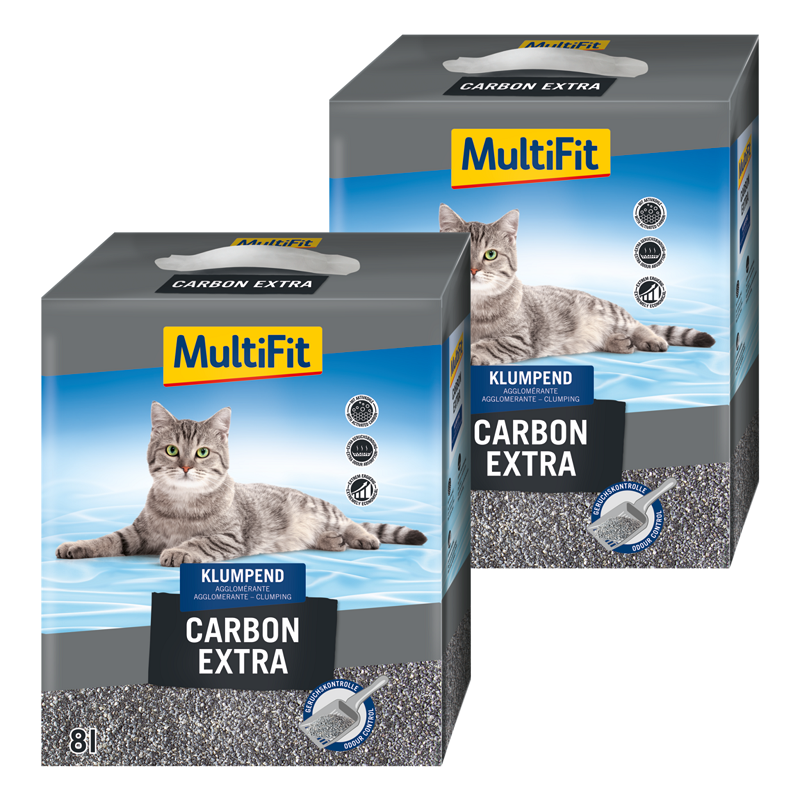 MultiFit Katzenstreu MultiFit Carbon extra 2x8 l