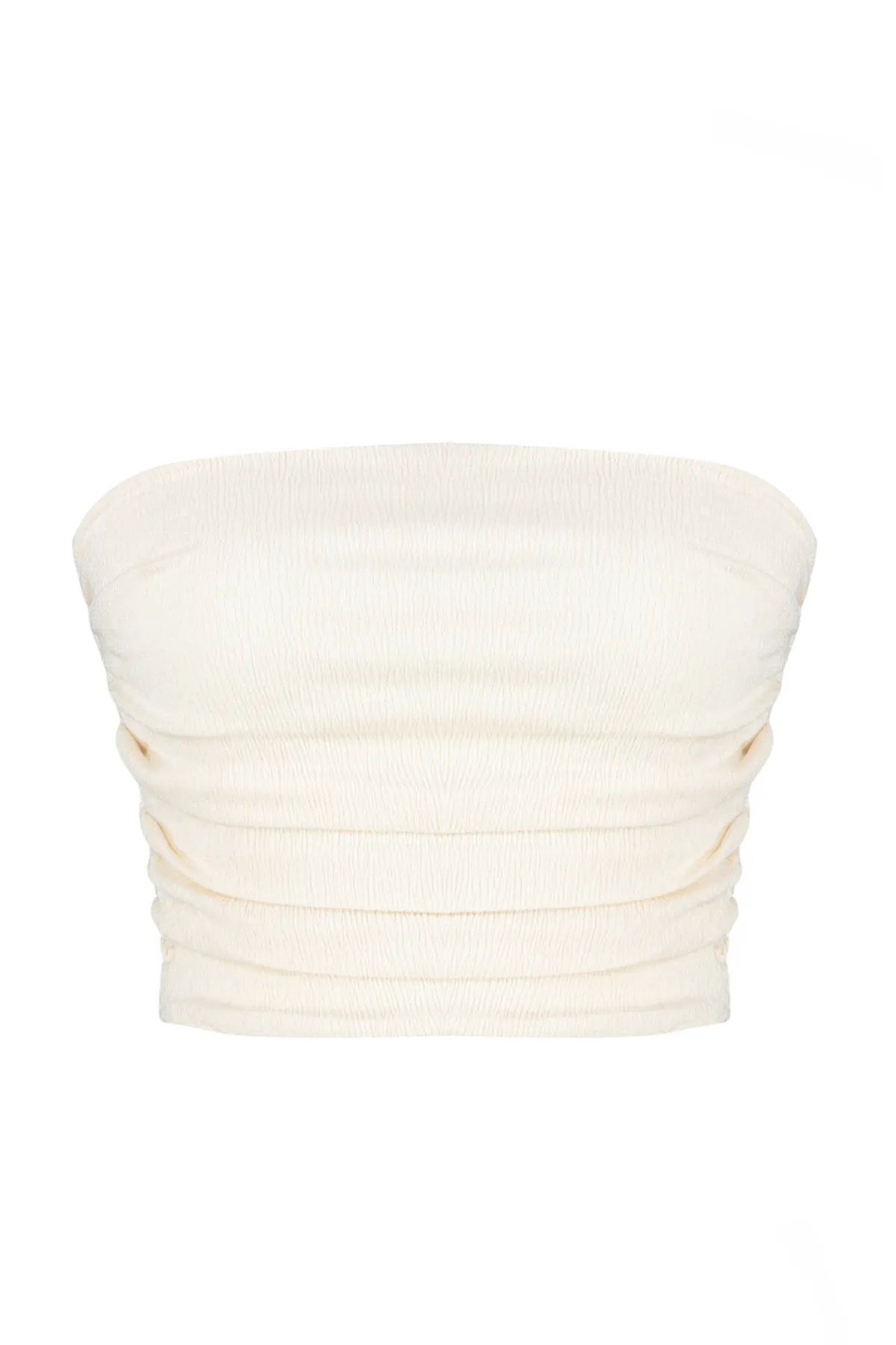 Trendyol Collection  Hochwertige steinerne, trägerlose, geraffte Stretch-Strickbluse TWOSS24BZ00216