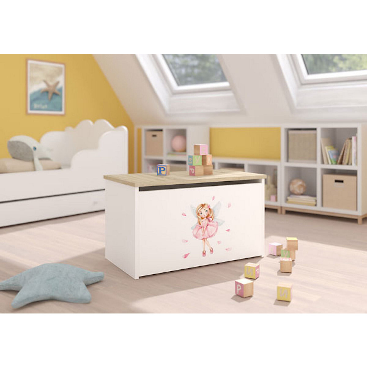 Spielzeugtruhe Sitztruhe Daria 73cm Motiv wählbar mit 1 Klappe