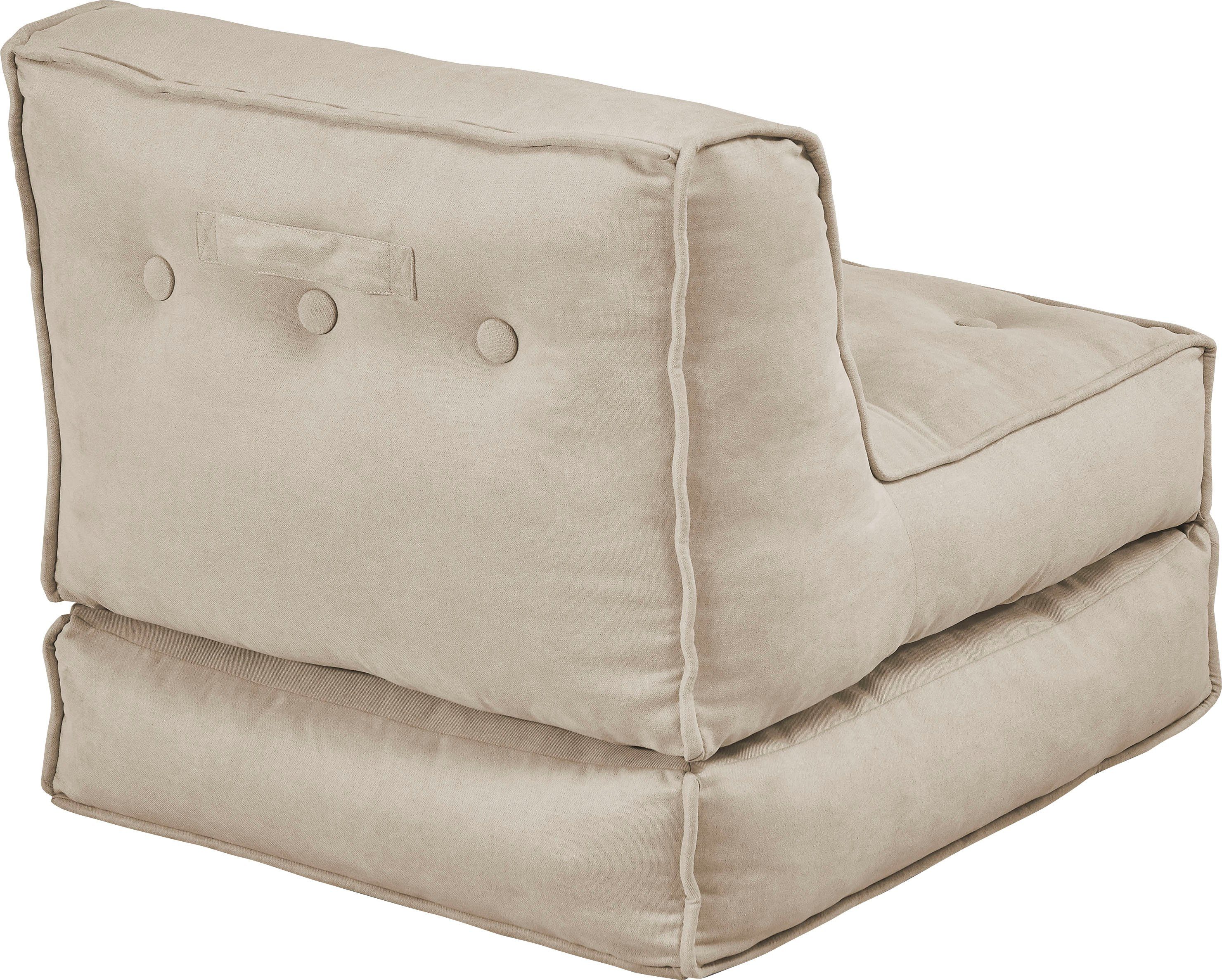 INOSIGN Sessel Pia, Loungesessel in 2 Größen, mit Schlaffunktion und Pouf-Funktion.