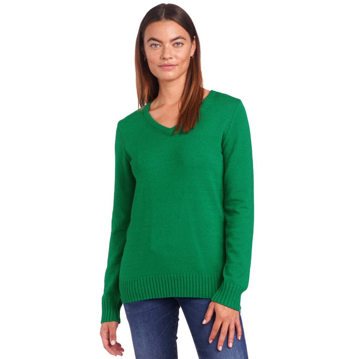 Damen Feinstrickpullover mit V-Ausschnitt