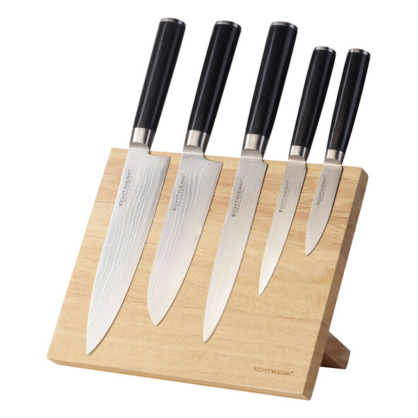 Damastmesser-Set, 5-tlg., inkl. Magnet-Messerblock