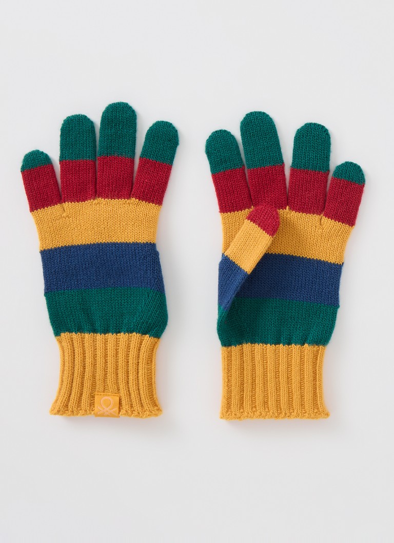 Mănuși Benetton din tricot fin cu dungi imprimate