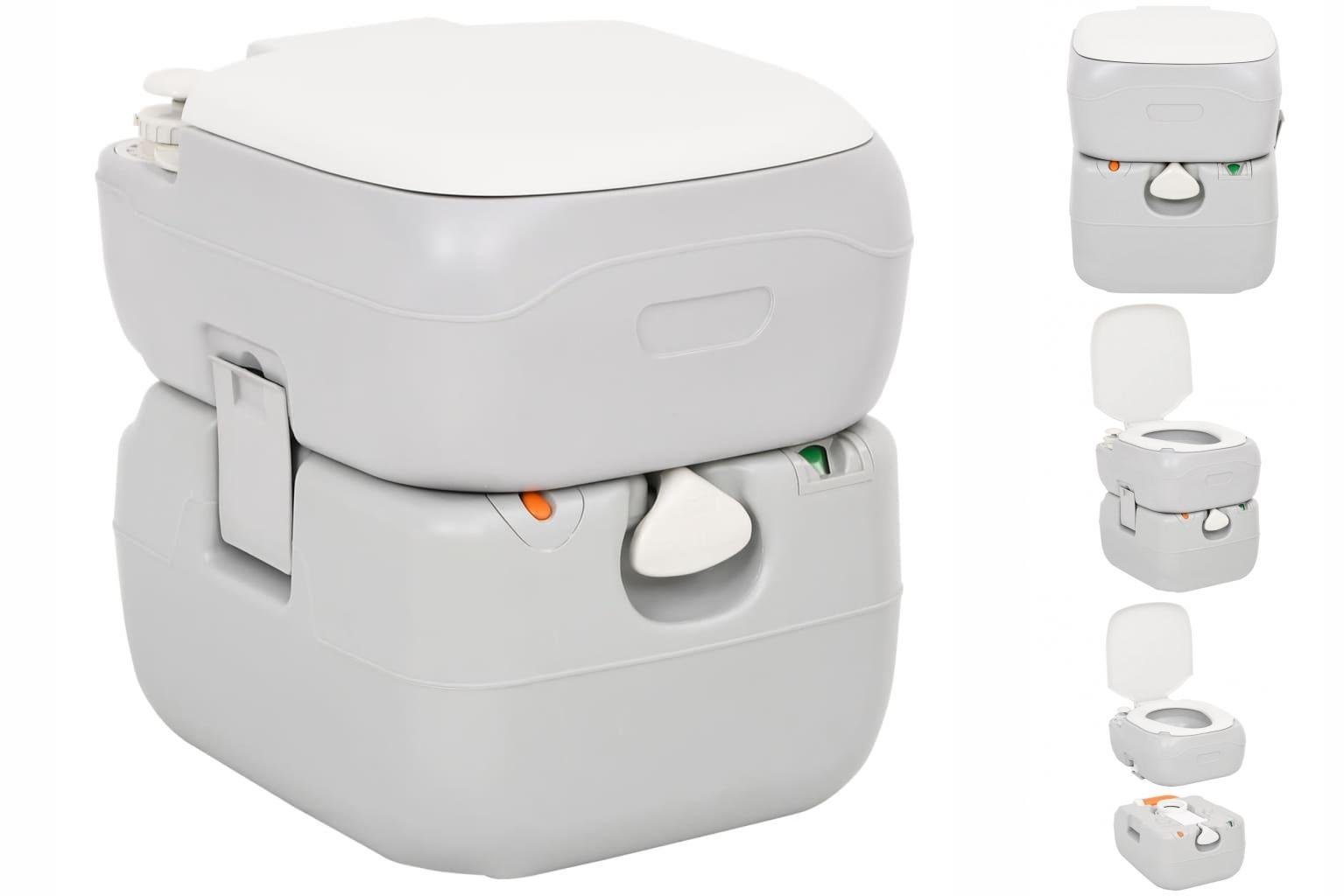vidaXL Campingtoilette Camping-Toilette Tragbar Grau und Weiß 22 12 L HDPE