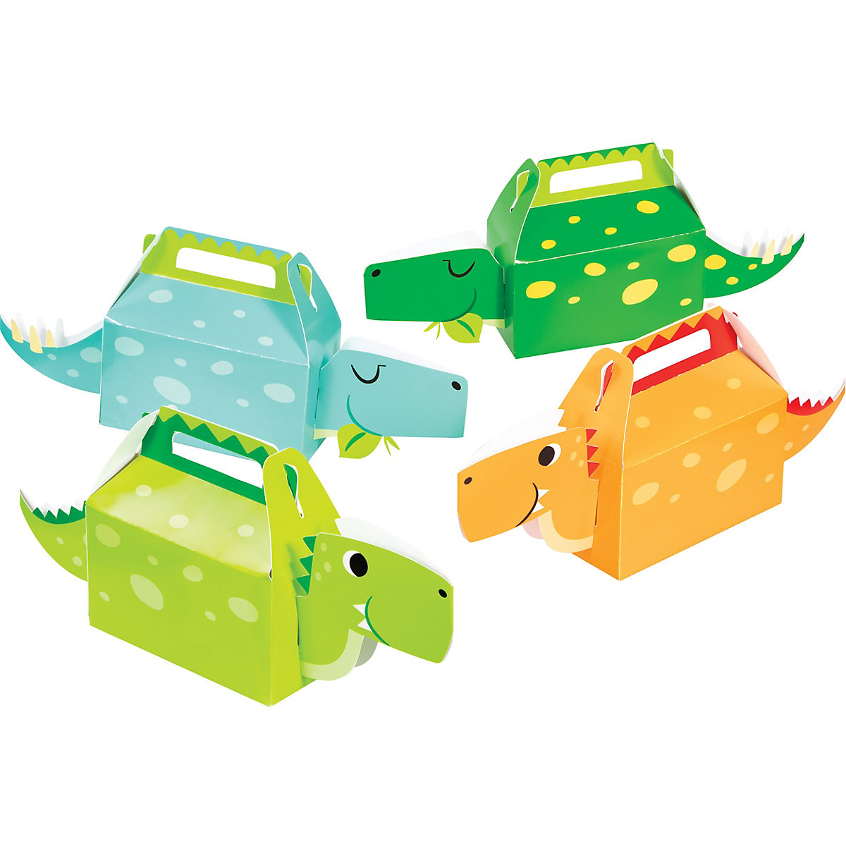 Geschenkbox Mitgebselbox Dinofreunde, Karton, 11 x 9,5 cm, 4 Stück
