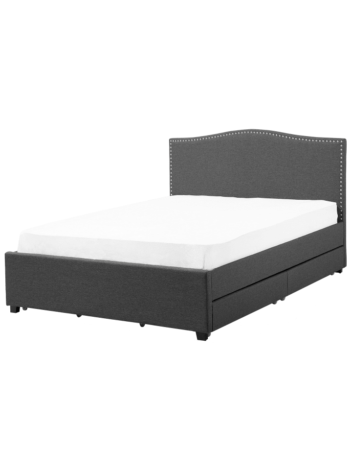 Beliani Doppelbett mit LED MONTPELLIER in Grau/Dunkler Holzfarbton günstig kaufen onesize