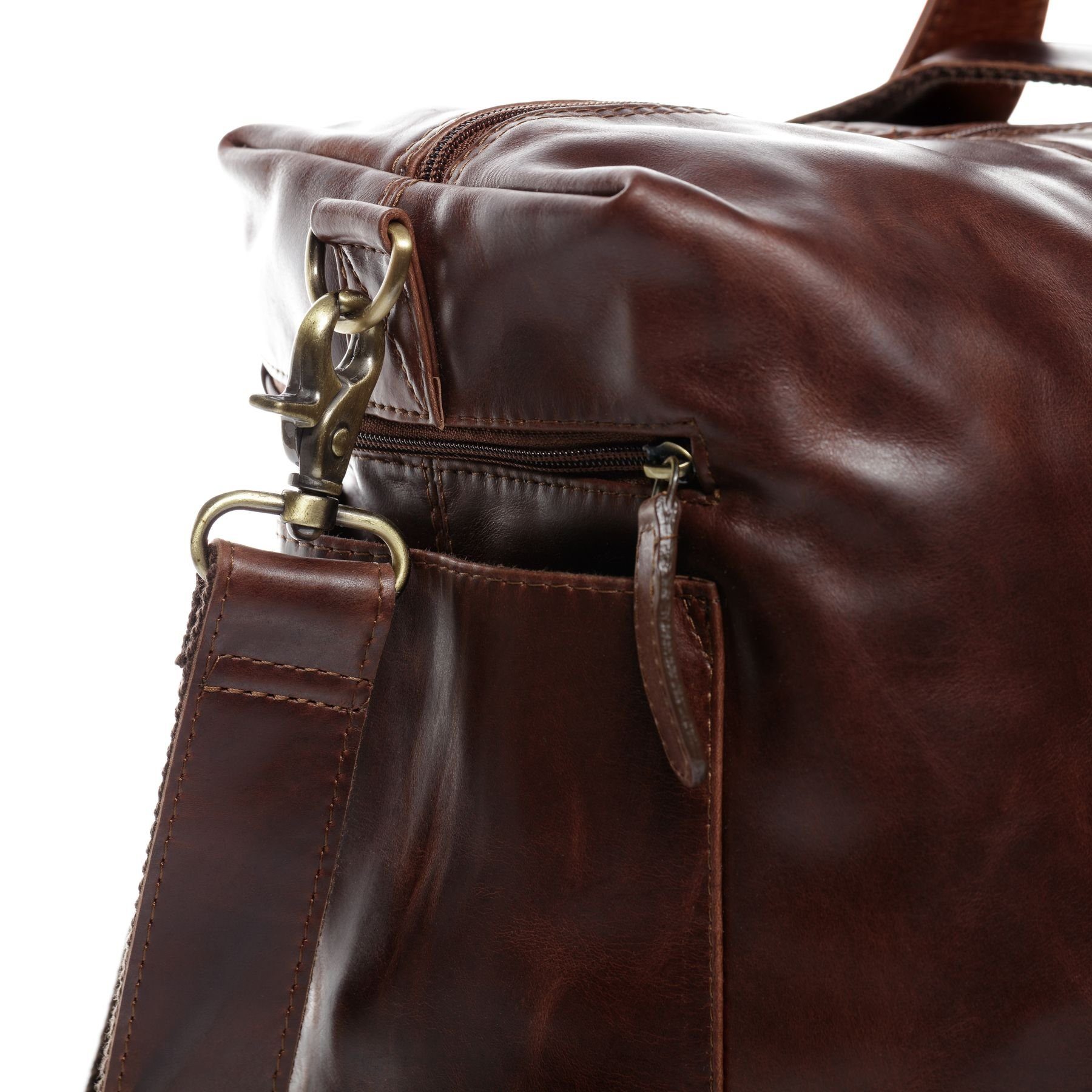 SID & VAIN Reisetasche Leder Weekender Unisex BRISTOLSIDE, Echtleder Reisegepäck für Damen & Herren, Sporttasche XL braun