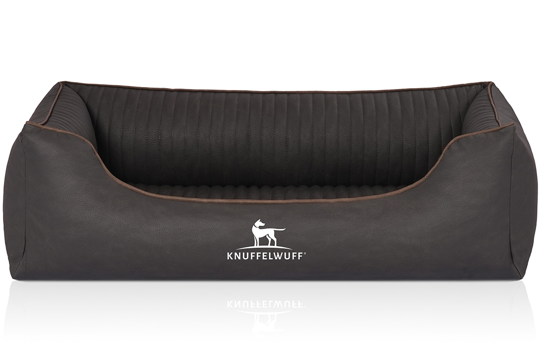 Knuffelwuff Hundebetten Knuffelwuff Orthopädisches Hundebett Columbia aus laser-gestepptem Kunstleder schwarz M-L