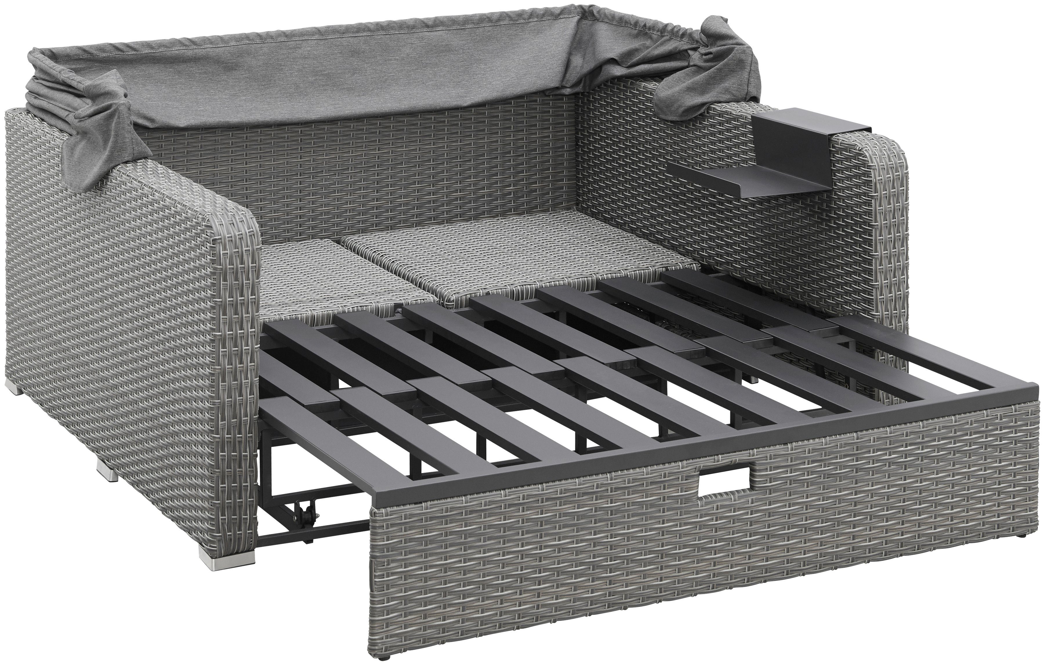 KONIFERA Loungebett Sylt, 8 Teile, Sofa, Zierkissen, Hängetisch mit klappbarem Dach