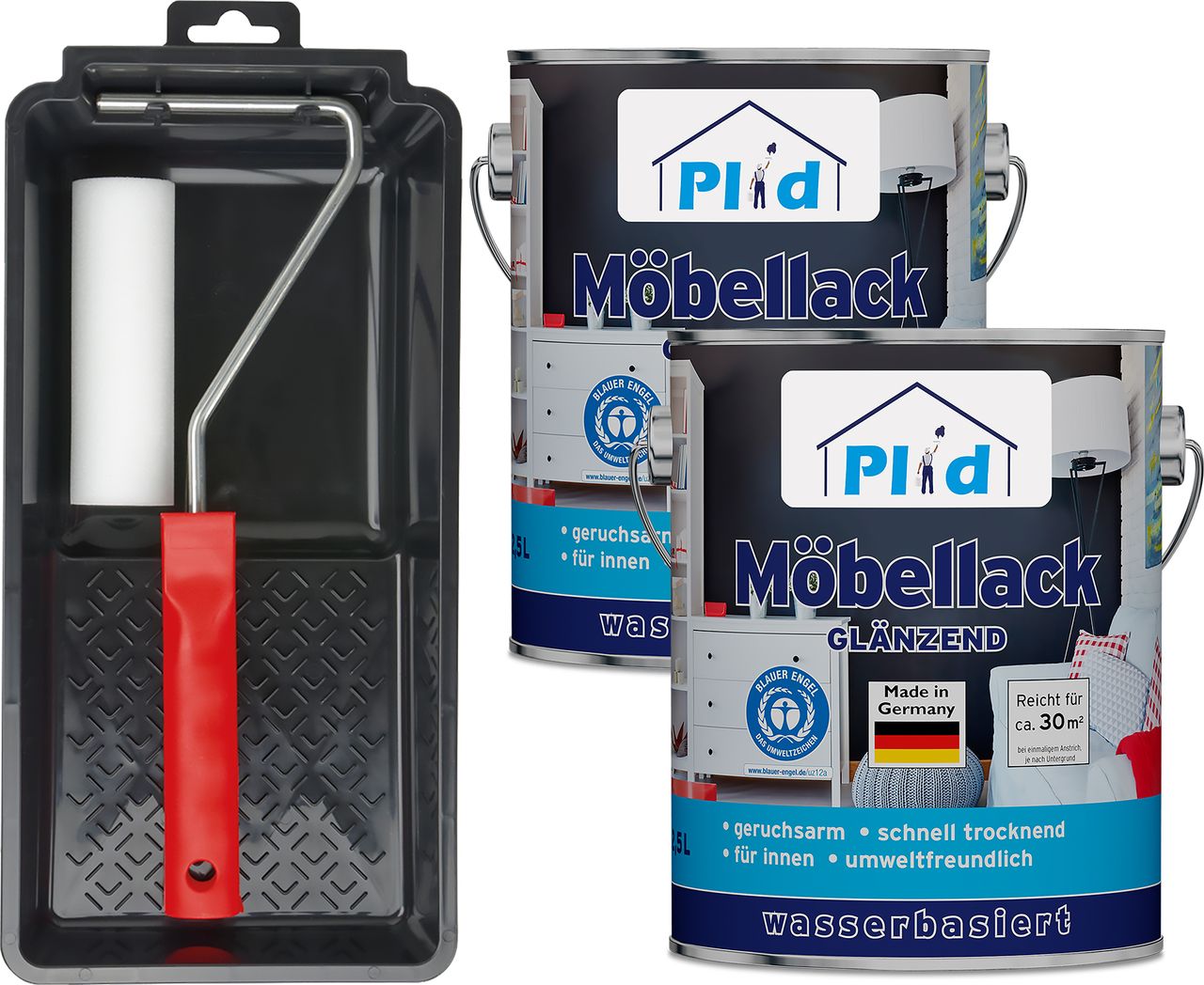 Plid Premium Möbellack Weisslack Türenlack Holzlack Lackierset Weiß - Glänzend