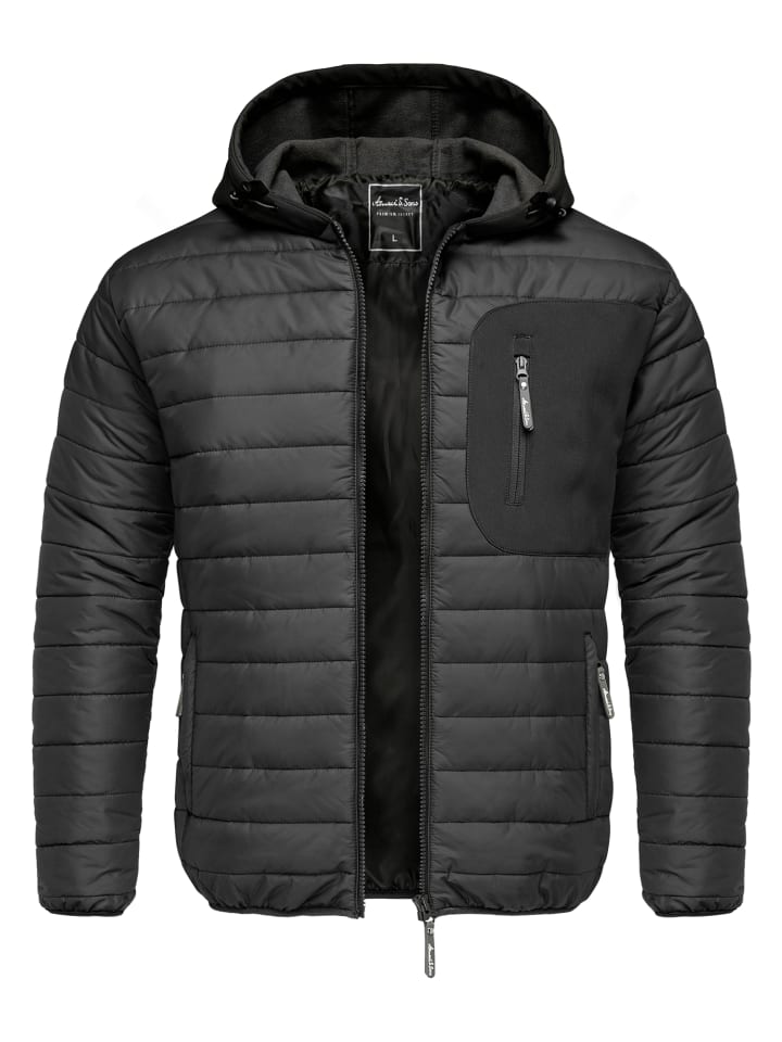 Amaci&Sons Hybrid Steppjacke MACON in Schwarz günstig kaufen