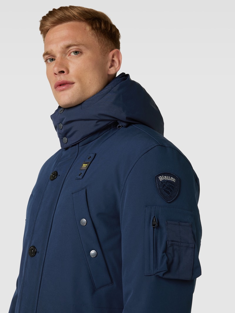 Parka mit abnehmbarer Kapuze in marineblau
