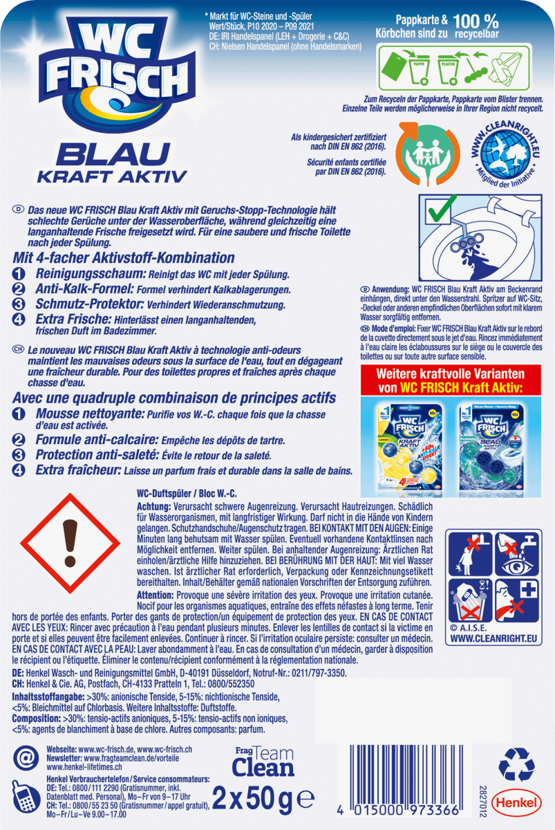 WC-Stein Blau Kraft Aktiv Chlor, 2 St