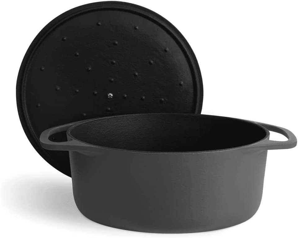 JUNG Bräter MAKU Gusseisen Topf 5,2L rund 25cm Bräter m Deckel Ofenfest Induktion, Gusseisen (Topf für Induktionsherd geeignet, massives Eisen, Bratentopf, Kasserolle, Gusseiserner Topf, Cocotte), Backofengeeignet, Schmortopf, Gusseisentopf, zum brot