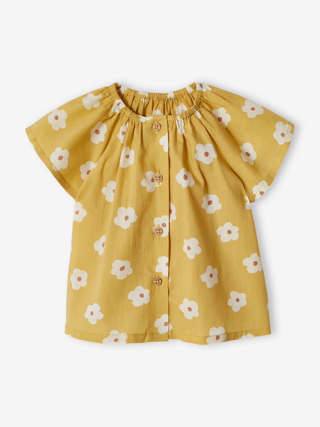 Vertbaudet Baby Bluse mit Schmetterlingsärmeln - hellgelb