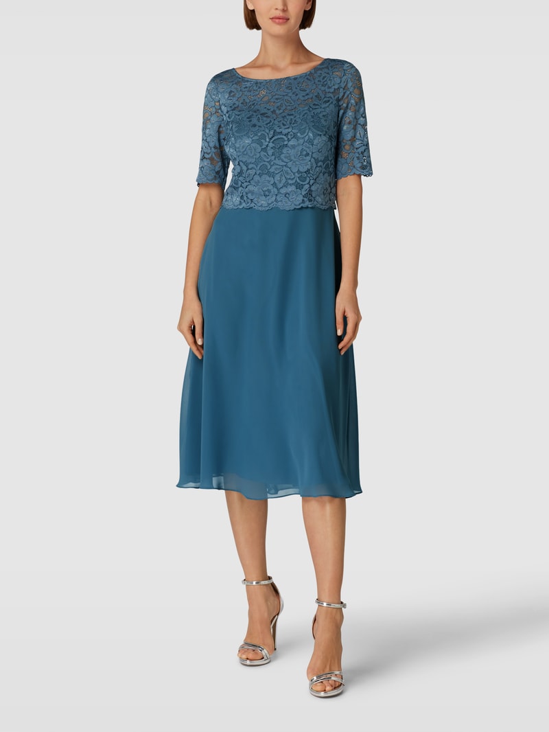 Cocktailkleid mit Spitzenbesatz in jeans