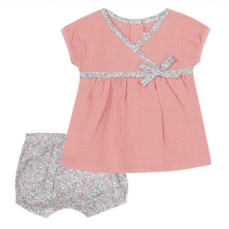 Ensemble bloomer rose imprimé Liberty naissance Absorba