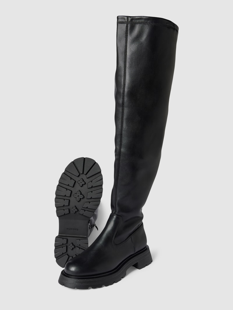 Overknees in Leder-Optik in schwarz