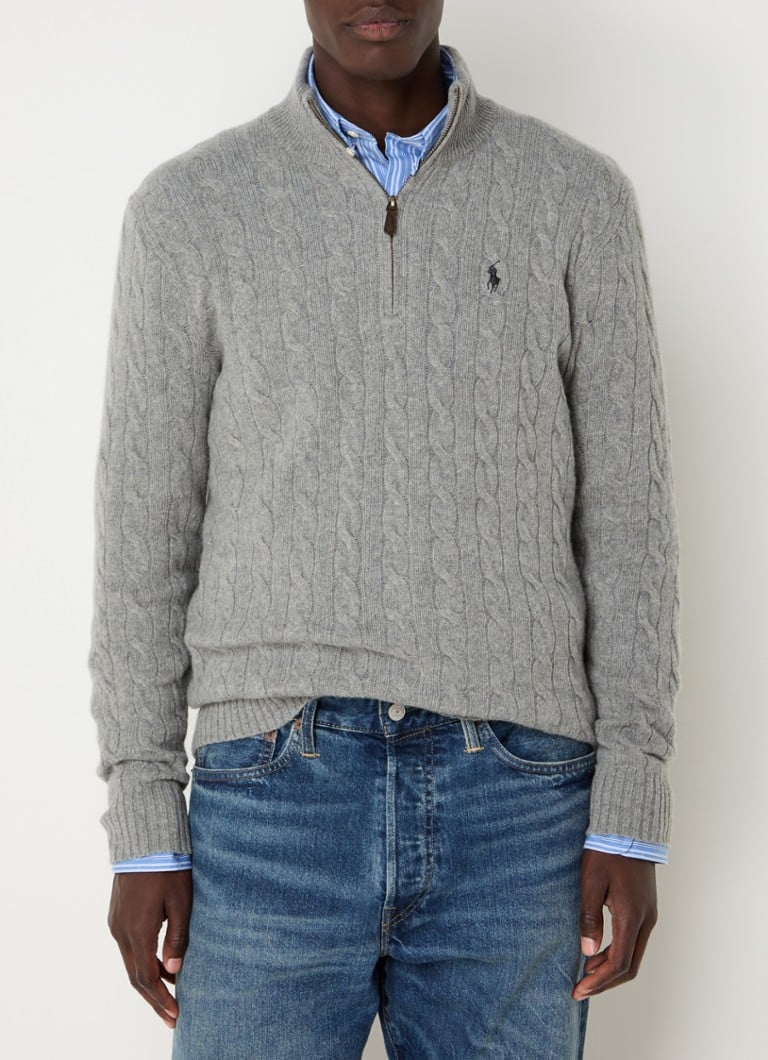 Ralph Lauren Cable-knit sweater in cashmere blend with half zip