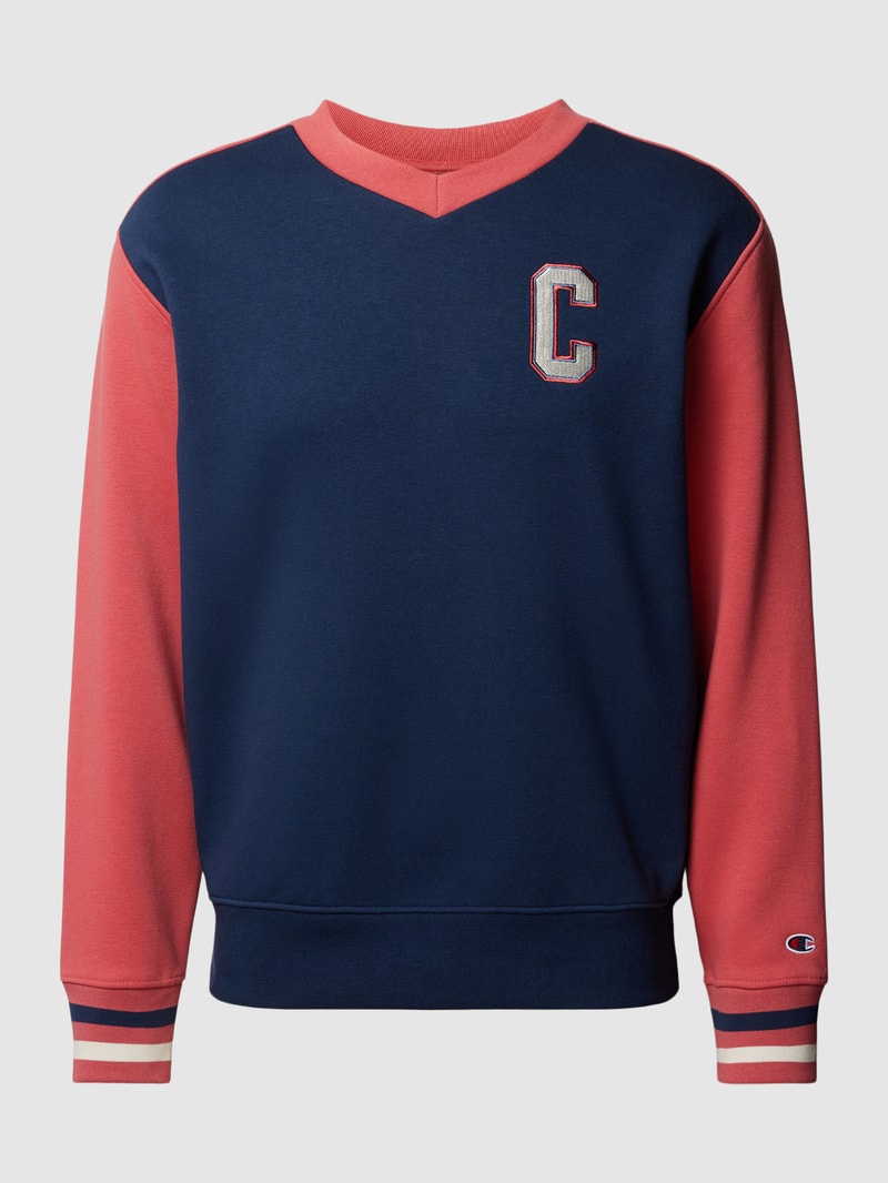 Sweatshirt mit Label-Stitching in marineblau