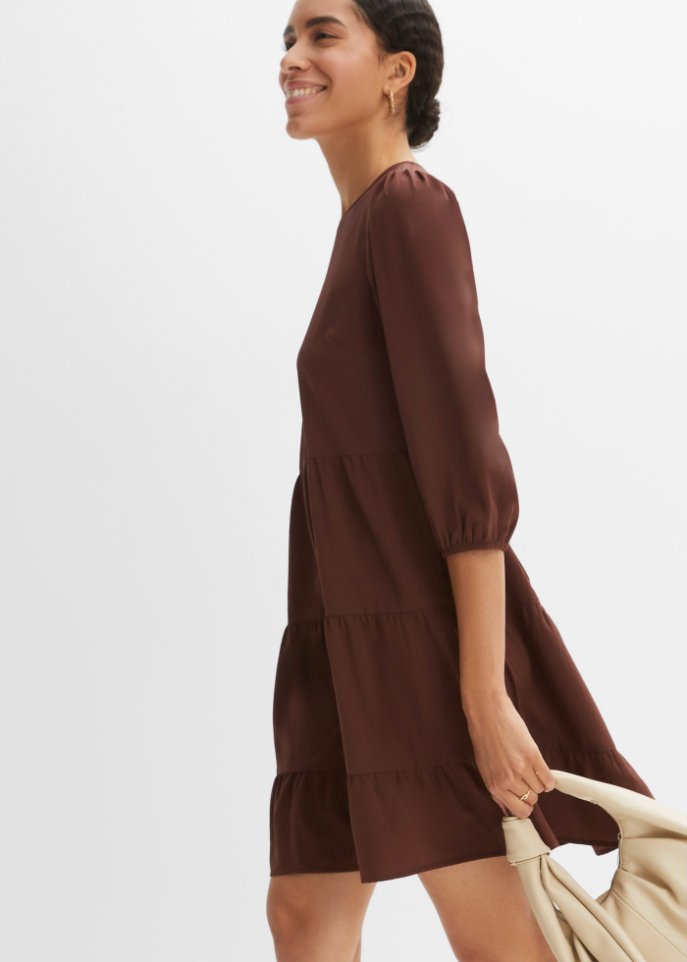 Crepe-Kleid mit Volants