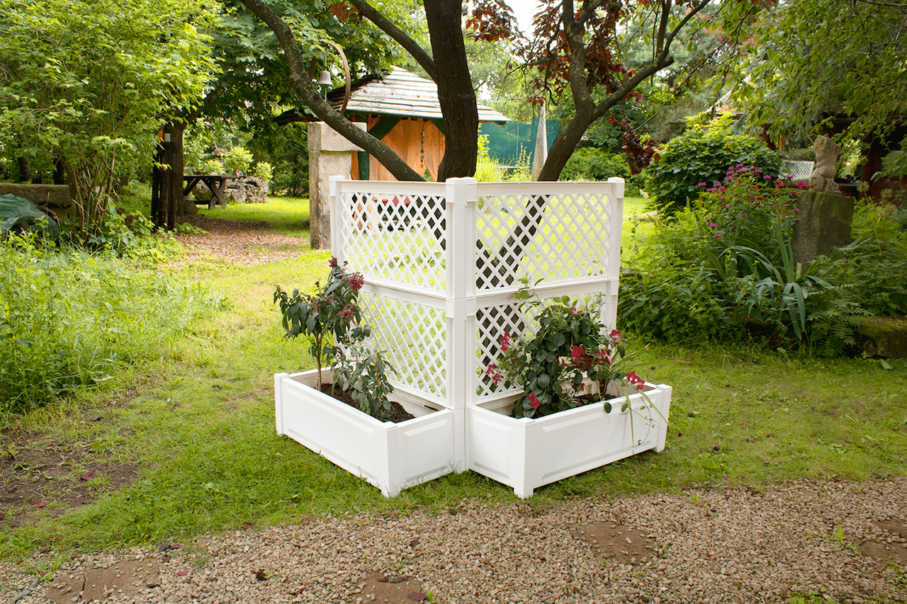 KHW KHW Pflanzkasten groß mit Spalier (2-tlg.) 100 cm weiß - 2er Set