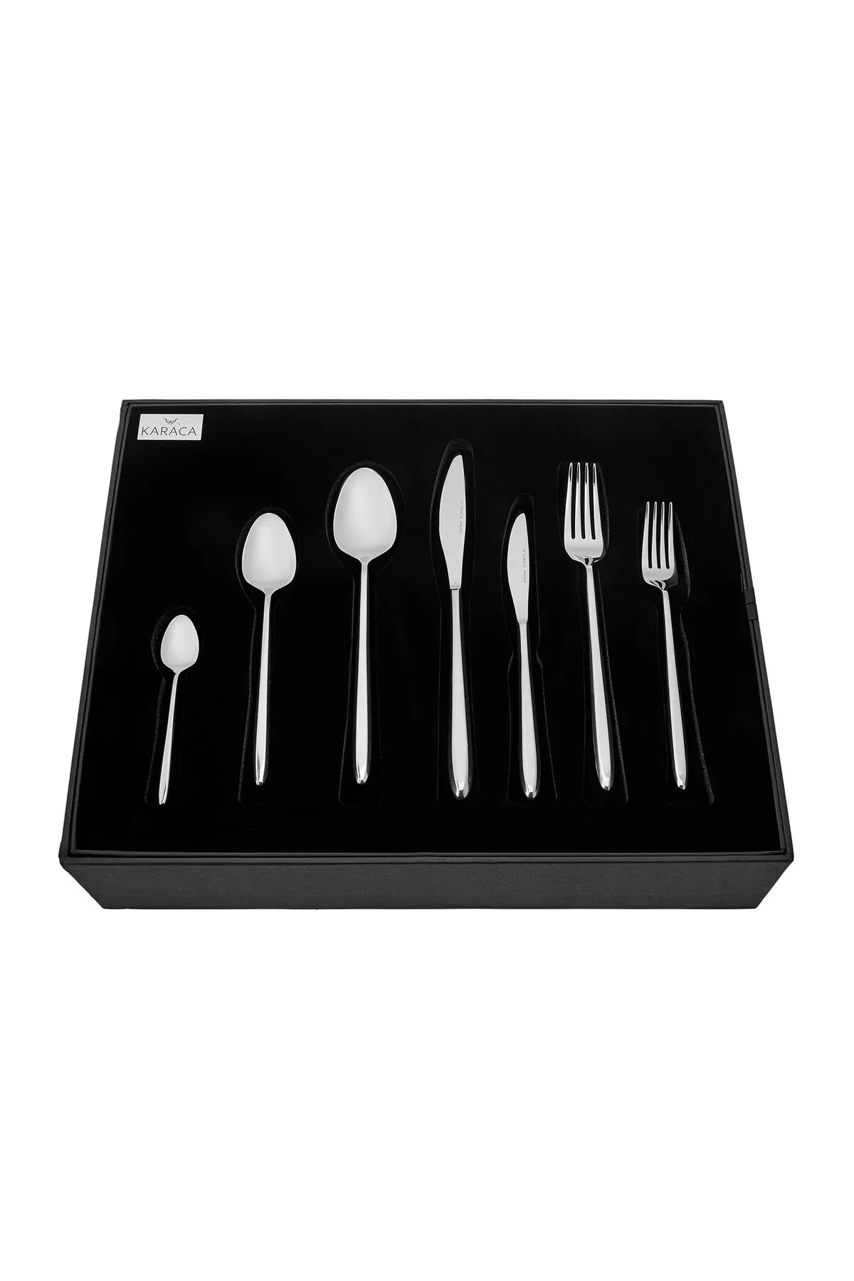 Karaca  Flow Elegance 84-teiliges Besteckset für 12 Personen mit Box, Essensgabeln, Esslöffeln
