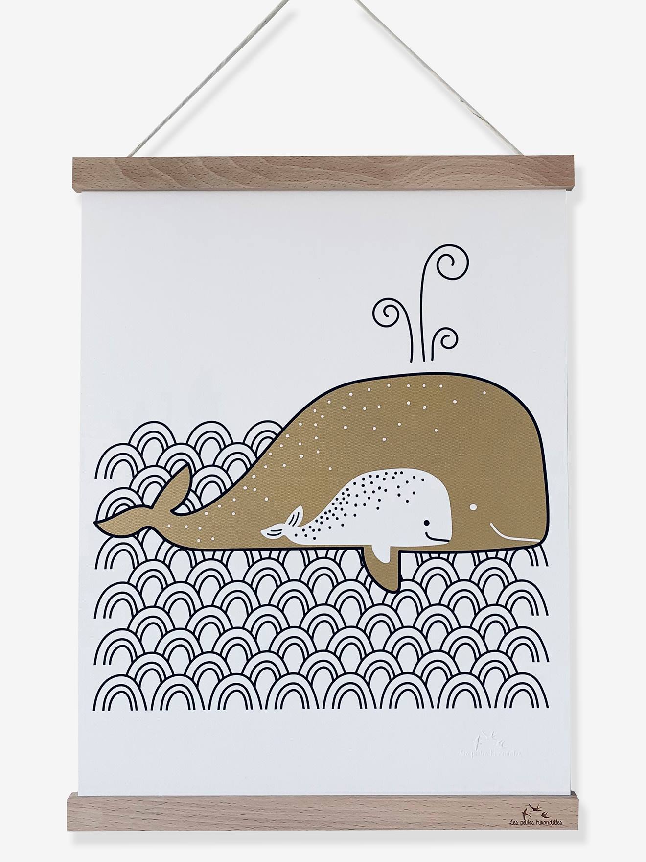 Affiche papier doré Baleines LES PETITES HIRONDELLES or