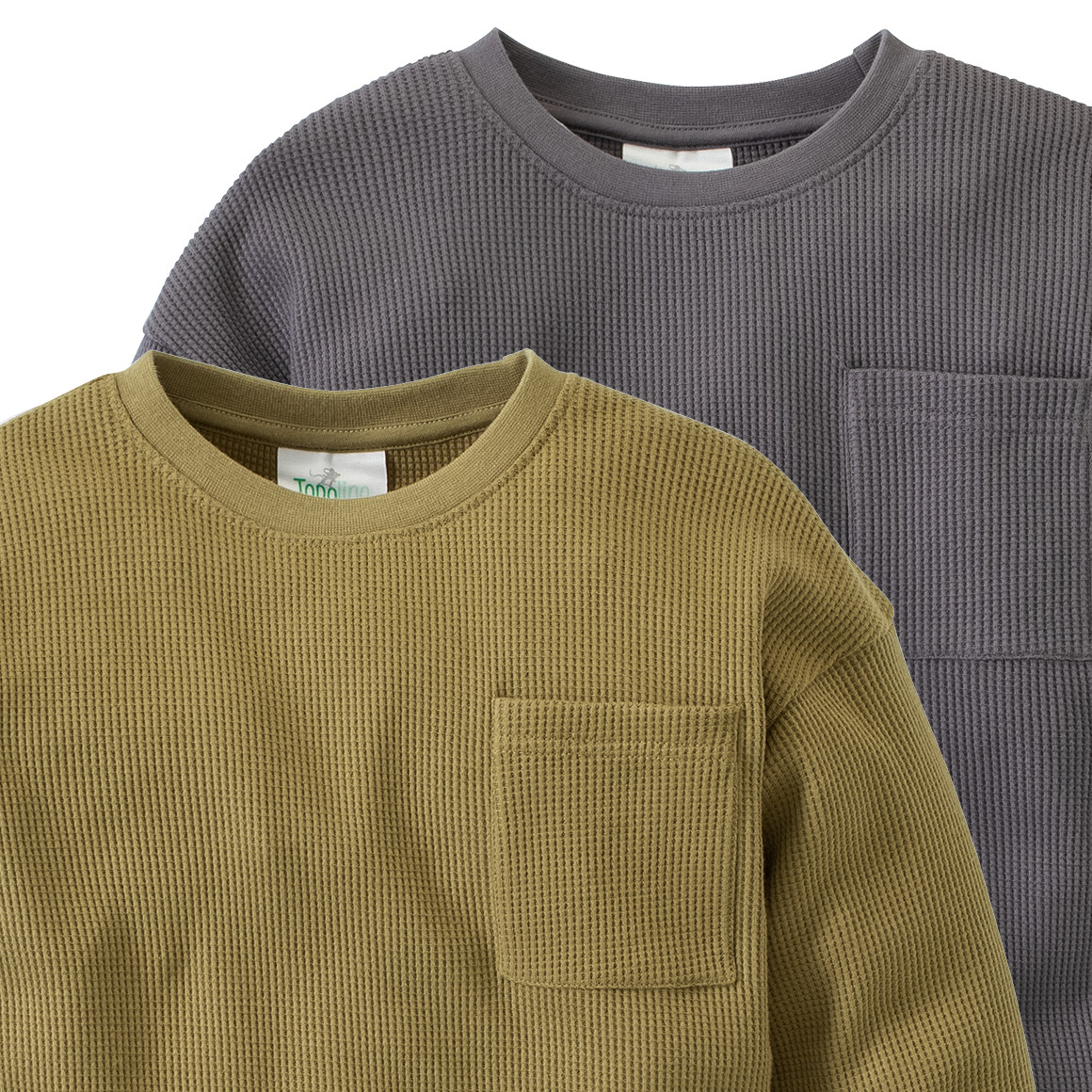 2 Jungen Langarmshirts aus Waffel-Piqué