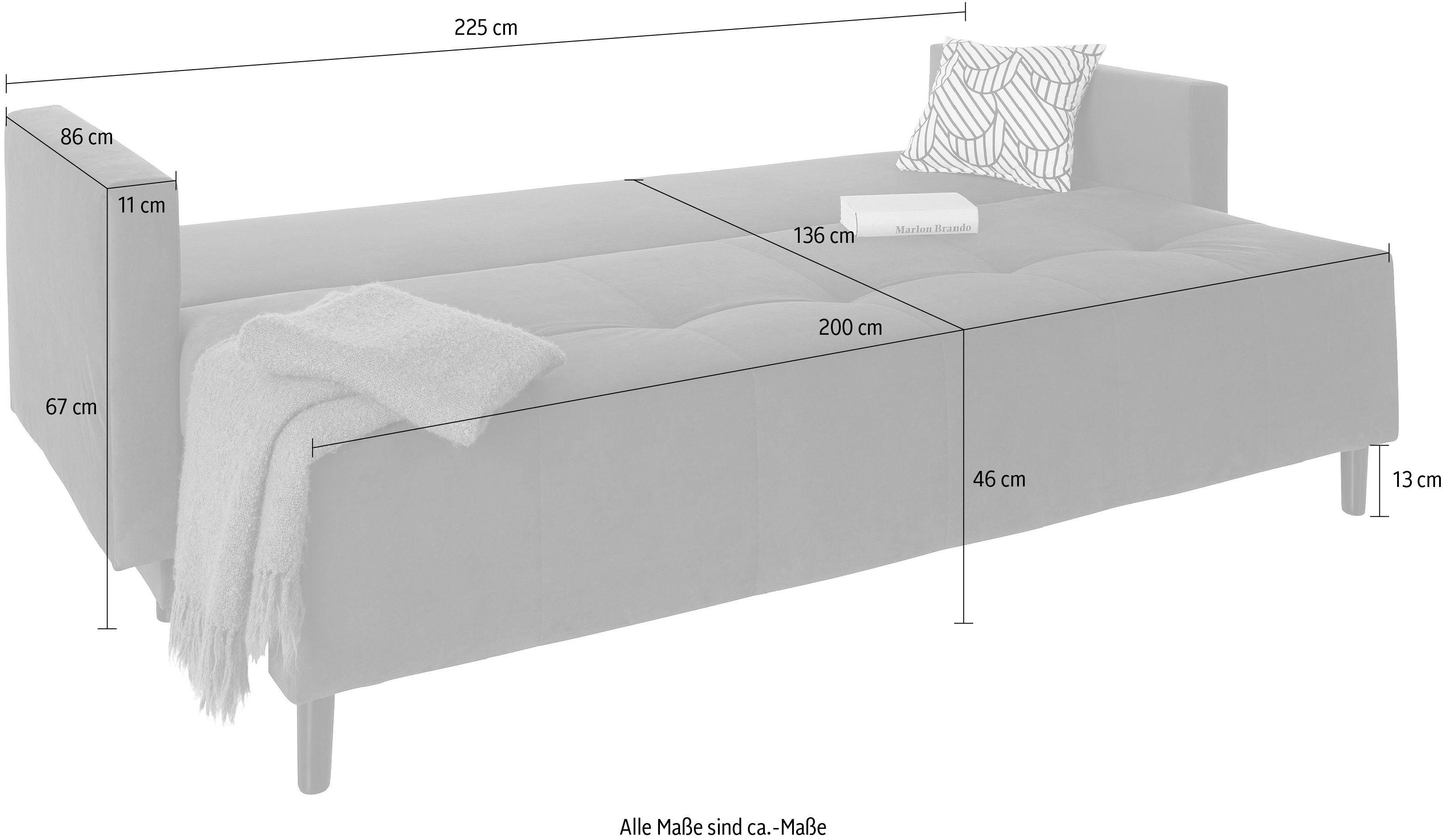 COLLECTION AB Schlafsofa Solar, Bettfunktion, Bettkasten, Federkern und loser Rücken- und Zierkissen